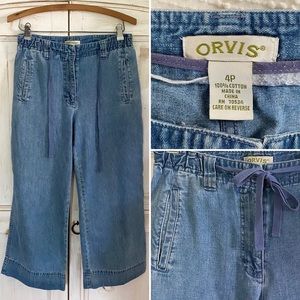 Orvis Cropped Blue Jeans Soft Stone Wash Denim 100% Cotton 4P 27